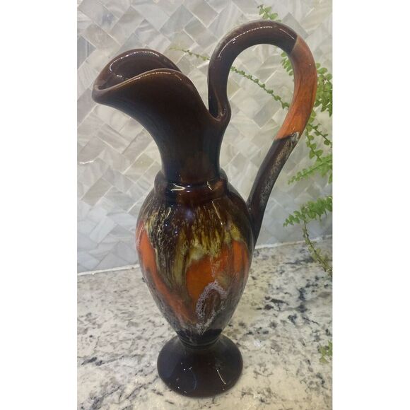 Vase Vintage Vallauris France Modernist Lava Emailliert 1950/60er - Picture 3 of 10